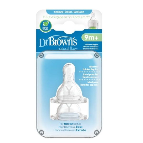 Dr. Brown S Options Θηλές Σιλικόνης 9M+ Για Στενό Λαιμό, Επίπεδο 4 - 2 Τεμ.