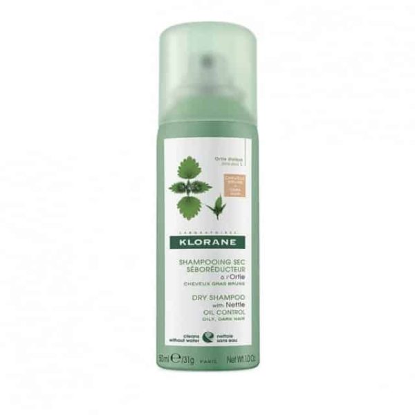 Klorane Ortie, Dry Shampoo Για Λιπαρά Καστανά/Μαύρα Μαλλιά Με Τσουκνίδα 50Ml