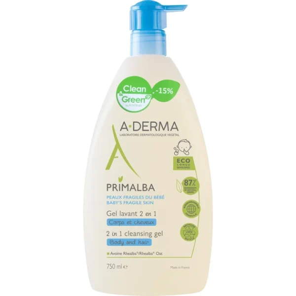 A-Derma Promo Primalba Cleansing Gel 2 in 1 Body & Hair 750ml -15%