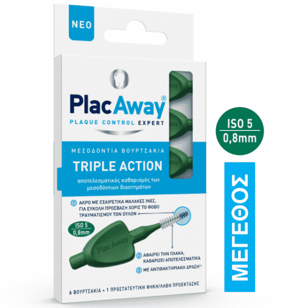 Placaway Triple Action Μεσοδόντια Βουρτσάκια Iso 5 0.8Mm 6Τμχ