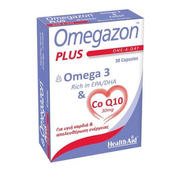 Health Aid - Omegazon Plus - Omega 3 & Co Q10, Υγιή Καρδιά & Απελευθέρωση Ενέργειας 30caps