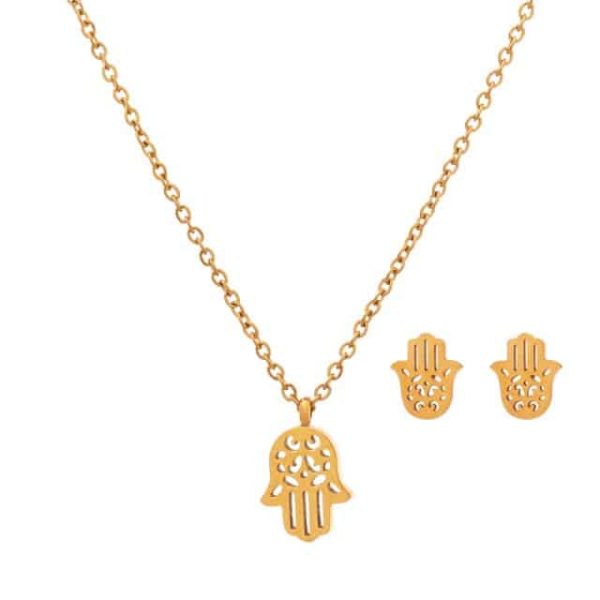 Dalee Σετ Κολιέ/Σκουλαρίκια Hamsa Hand Stainless Steel