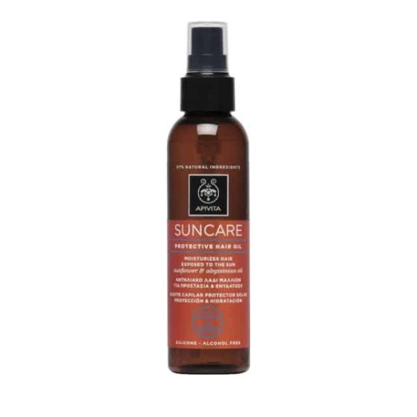 Apivita Suncare Protective Hair Oil, Αντηλιακό Λάδι Μαλλιών Με Λάδι Ηλίανθου & Αβυσσινίας 150Ml