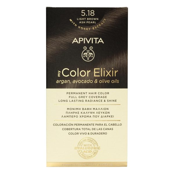 Apivita My Color Elixir 5.18 Βαφή Μαλλιών Καστανό Ανοιχτό Σαντρέ Περλέ