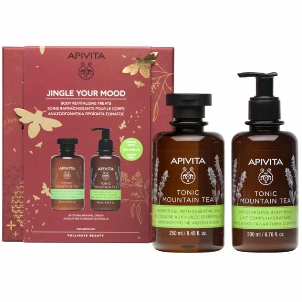 Apivita Πακέτο Προσφοράς Jingle Your Mood Tonic Mountain Tea Shower Gel With Essential Oils 250Ml & Moisturizing Body Milk 200Ml Σε Ειδική Τιμή