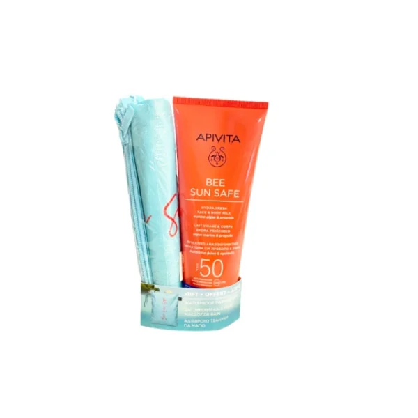Apivita Promo Bee Sun Safe Hydra Fresh Face & Body Milk With Marine Algae & Propolis Spf50 200Ml & Δώρο Αδιάβροχο Τσαντάκι Για Μαγιό