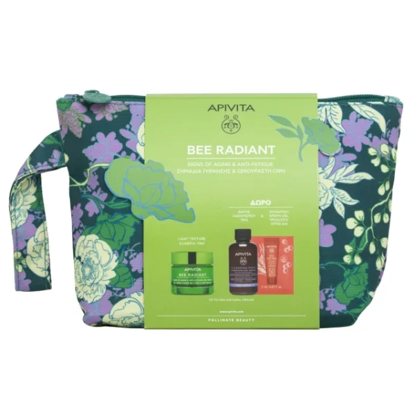 Apivita Promo Bee Radiant Κρέμα-Gel Για Σημάδια Γήρανσης & Ξεκούραστη Όψη Ελαφριάς Υφής & Δωρο Αφρός Καθαρισμού Για Πρόσωπο & Μάτια Με Ελιά, Λεβάντα, Πρόπολη & Bee Sun Safe Ενυδατική Κρέμα-Gel Προσώπο