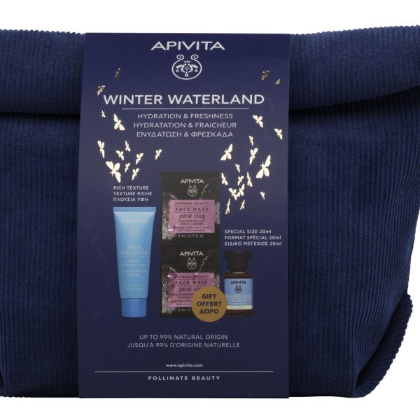 Apivita Winter Waterland Promo Με Aqua Beelicious Cream Κρέμα Ενυδάτωσης Πλούσιας Υφής, 40Ml & Δωρο Express Beauty Face Mask Pink Clay Μάσκα Προσώπου, 2X8Ml & Aqua Beelicious Toner Λοσιόν Ενυδάτωσης Κ