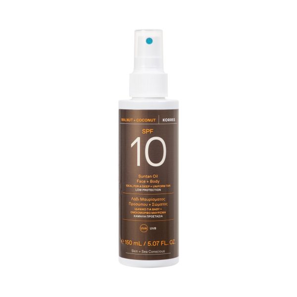 Korres Suntan Oil Face & Body Με Καρυδιά & Καρύδα Spf10 150Ml