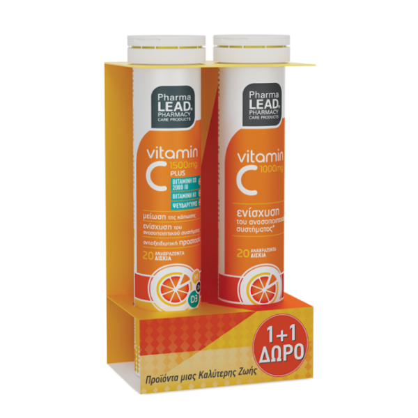Pharmalead Promo Vitamin C Plus Πορτοκάλι 1500Mg 20 Αναβράζοντα Δισκία & Vitamin C 1000Mg 20 Αναβράζοντα Δισκία