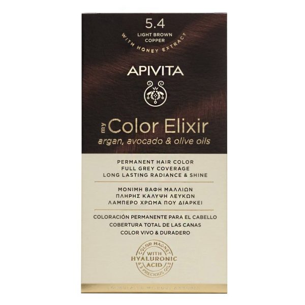 Apivita My Color Elixir Μόνιμη Βαφή Μαλλιών 5.4 Καστανό Ανοιχτό Χάλκινο