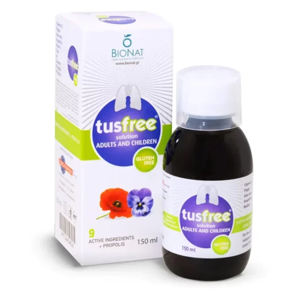 Bionat Tusfree Φυτικό Σιρόπι για Ξηρό & Παραγωγικό Βήχα & Ενίσχυση Ανοσοποιητικού - Για Παιδιά & Ενήλικες, 150ml
