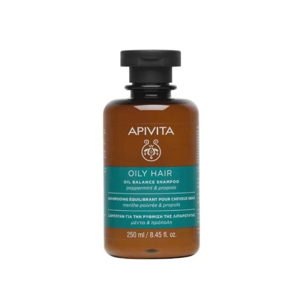 Apivita Oily Hair Oil Balance Shampoo Σαμπουάν για τη Ρύθμιση της Λιπαρότητας με Μέντα & Πρόπολη 250ml