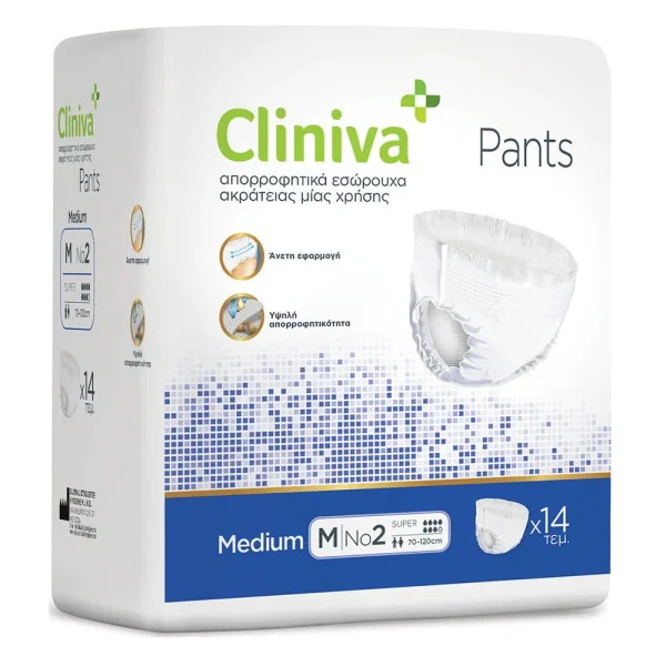 Cliniva Pants Εσώρουχο Ακράτειας No2 Medium Πράσινο 14τμχ