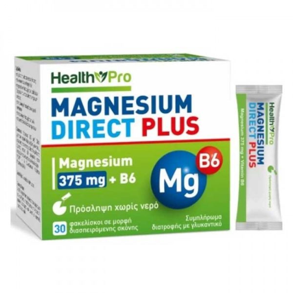 Health Pro Magnesium Direct Plus 375mg & B6 Direct για το Νευρικό Σύστημα & την Κόπωση 30 Φακελίσκοι